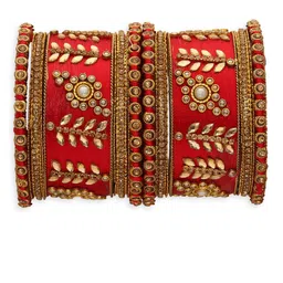OOMPH Set Of 10 Kundan Studded Bangles image 2