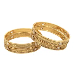 Adwitiya Collection Set Of 4 Gold-Plated Stones Studded Bangles image 3
