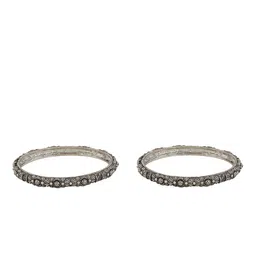 TEEJH Set Of 2 Magadha Silver-Plated Oxidized Bangles image 2