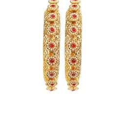 FEMMIBELLA Set Of 2 Gold-Plated AD Beaded Bangles image 3