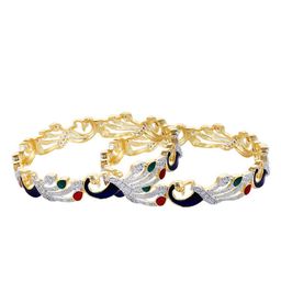 Anouk Set Of 2 Gold-Plated Stone Studded Enamelled Bangles image 3