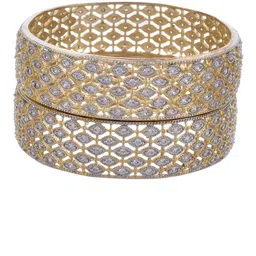 The Pari Set Of 2 Gold-Plated AD-Studded Bangles image 3