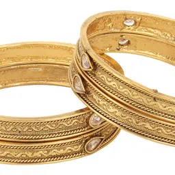 Adwitiya Collection Set Of 4 Gold-Plated Stones Studded Bangles image 5