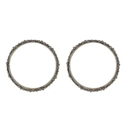 TEEJH Set Of 2 Magadha Silver-Plated Oxidized Bangles image 3