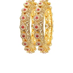 FEMMIBELLA Set Of 2 Gold-Plated AD Beaded Bangles image 4