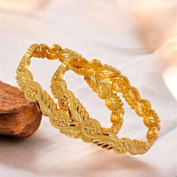 LUCKY JEWELLERY Set of 2 18k Gold-Plated Bangles-57