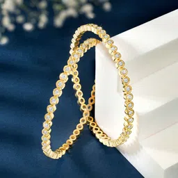 Peora Women Set of 2 Gold-Plated CZ Studded Bangles-16