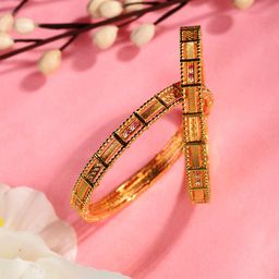 Saraf RS Jewellery Set Of 2 Gold-Plated AD-Studded Bangles-14
