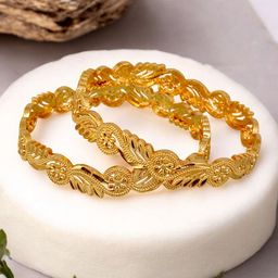 LUCKY JEWELLERY Set of 2 18k Gold-Plated Bangles image 4