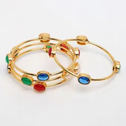 NVR Set of 4 Gold-Plated Artificial Stone Studded Bangles image 5