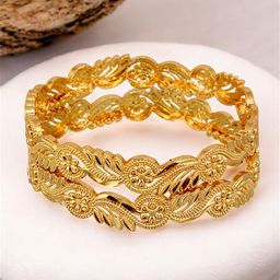 LUCKY JEWELLERY Set of 2 18k Gold-Plated Bangles image 5