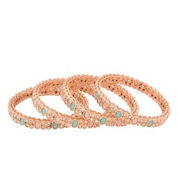 FEMMIBELLA Set Of 4 Rose Gold-Plated Cubic Zirconia Studded Bangles image 4