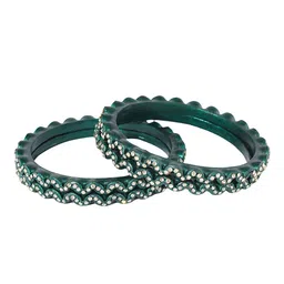 ZULKA Pack Of 8 Cubic Zirconia Studded Kada Bangles image 4