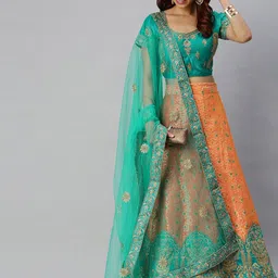 Sangria Green Embroidered Semi-Stitched Lehenga Choli-picture-15