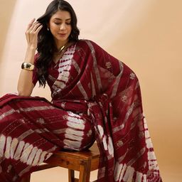 Sangria Maroon Ethnic Motifs Woven Designed Sequinned Sarees-image-23