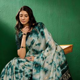 Sangria Green Ethnic Motifs Woven Design Dyed Banarasi Sarees-picture-30