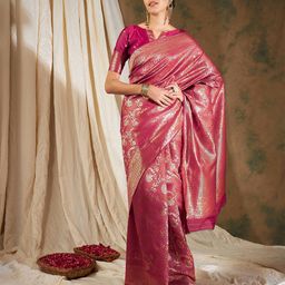 Sangria Floral Woven Design Zari Banarasi Saree-picture-2