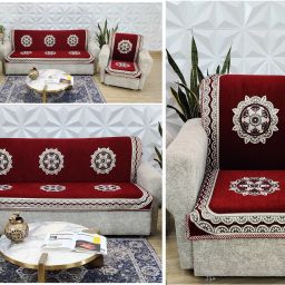 Velvet Floral 3 Seater Sofa Cover-image-84