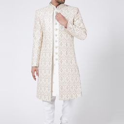 RNG Safawala Embroidered Mandarin Collar Pure Silk Sherwani Set-picture-21