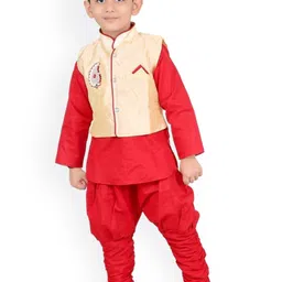 BAESD Boys Mandarin Collar Patchwork Regular Kurta With Churidar-56