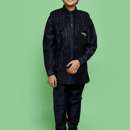 V-Mart Boys Self Design Mandarin Collar Sherwani-picture-25