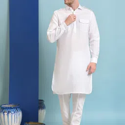 Hangup Men Shirt Collar Pakistani Style Kurta with Pyjamas-picture-16