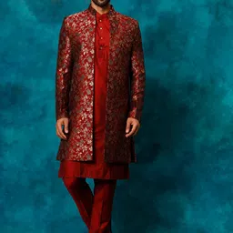 VASTRAMAY Men Self-Design Sherwani Set-2