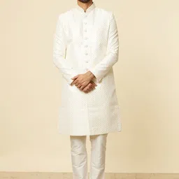 Manyavar Ethnic Motifs Embroidered Art Silk Sherwani Set-picture-40