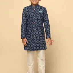 KISAH Boys Printed Sherwani Set-image-90