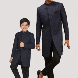 VASTRAMAY Boys Self Designed Sherwani With Trousers-picture-13
