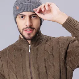 Bharatasya Men Self Design Acrylic Beanie Cap-25