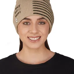 iSWEVEN Unisex Self Design Woollen Beanie-1