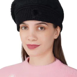 iSWEVEN Self Design Woolen Slouchy Beanie Cap image 3