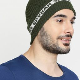 SPYKAR Men Olive Green & White Printed Cotton Beanie-image-99
