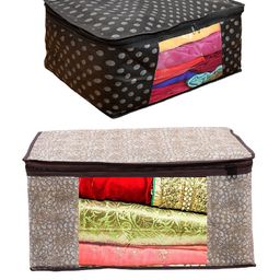 Home Fresh Brown & Black 2 Pieces Printed Canvas Multi Utility Organisers-image-65