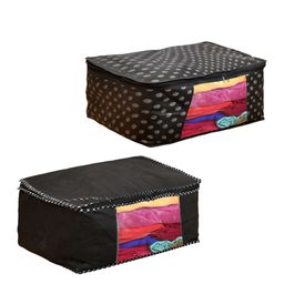 Home Fresh Black & White 2 Pieces Polka Dot Printed Canvas Multi Utility Organisers-image-35