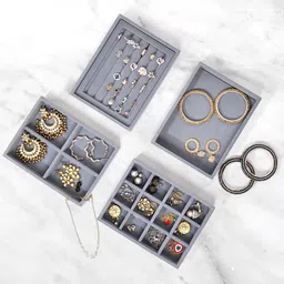 La Trove Grey 4 Pieces Regular Jewellery Organiser-15