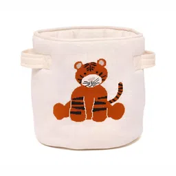 TIDY SLEEP Beige & Brown Tiger Print Pure Cotton Desk Organiser-18