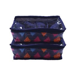 Kuber Industries Pack Of 2 Blue Navajo Printed Watch Organizers-31