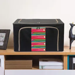 Kuber Industries Set Of 2 Black Solid Storage Boxes 24Ltr image 3
