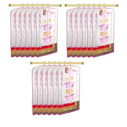 atorakushon Set Of 18 White & Pink Printed Non-Woven Saree Organisers-51