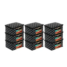 Kuber Industries Pack of 9 Black Check Print Organisers-46