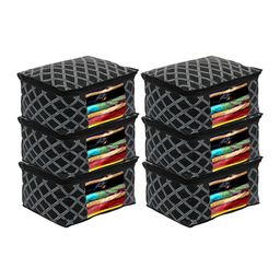 Kuber Industries Set Of 6 Checked Saree Organisers-0
