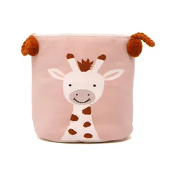 TIDY SLEEP Peach-Coloured & Brown Giraffe Print Pure Cotton Desk Organiser-1