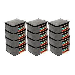 Kuber Industries Set Of 12 Grey Printed Non-Woven Saree Cover Organisers-5