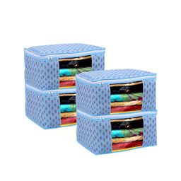 Kuber Industries Set Of 4 Blue Printed Foldable Saree Organisers-18
