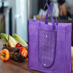 Kuber Industries 4 Pcs White & Blue Printed Foldable Tote Bags-image-16