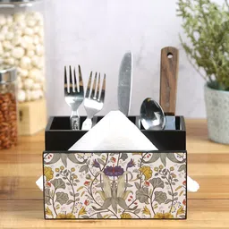 Reinvention Factory Retro Hibiscus Wooden Cutlery Tissue Holder-11