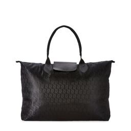 Kuber Industries Black Textured Oversized Shopper Tote Bag-1