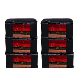 Home Decor Expert Black 6 Pieces Printed Saree Organisers-30